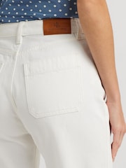 Lauren Ralph Lauren High Waisted 100% Cotton Wide Leg White Jeans - Image 4 of 7