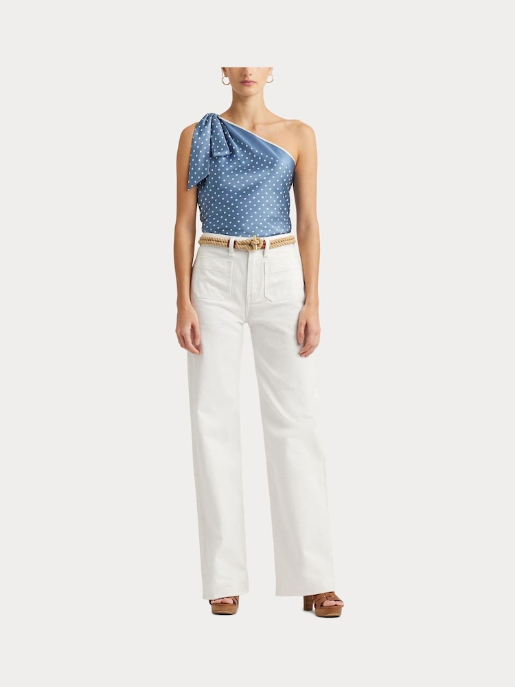Lauren Ralph Lauren High Waisted 100% Cotton Wide Leg White Jeans - Image 5 of 7