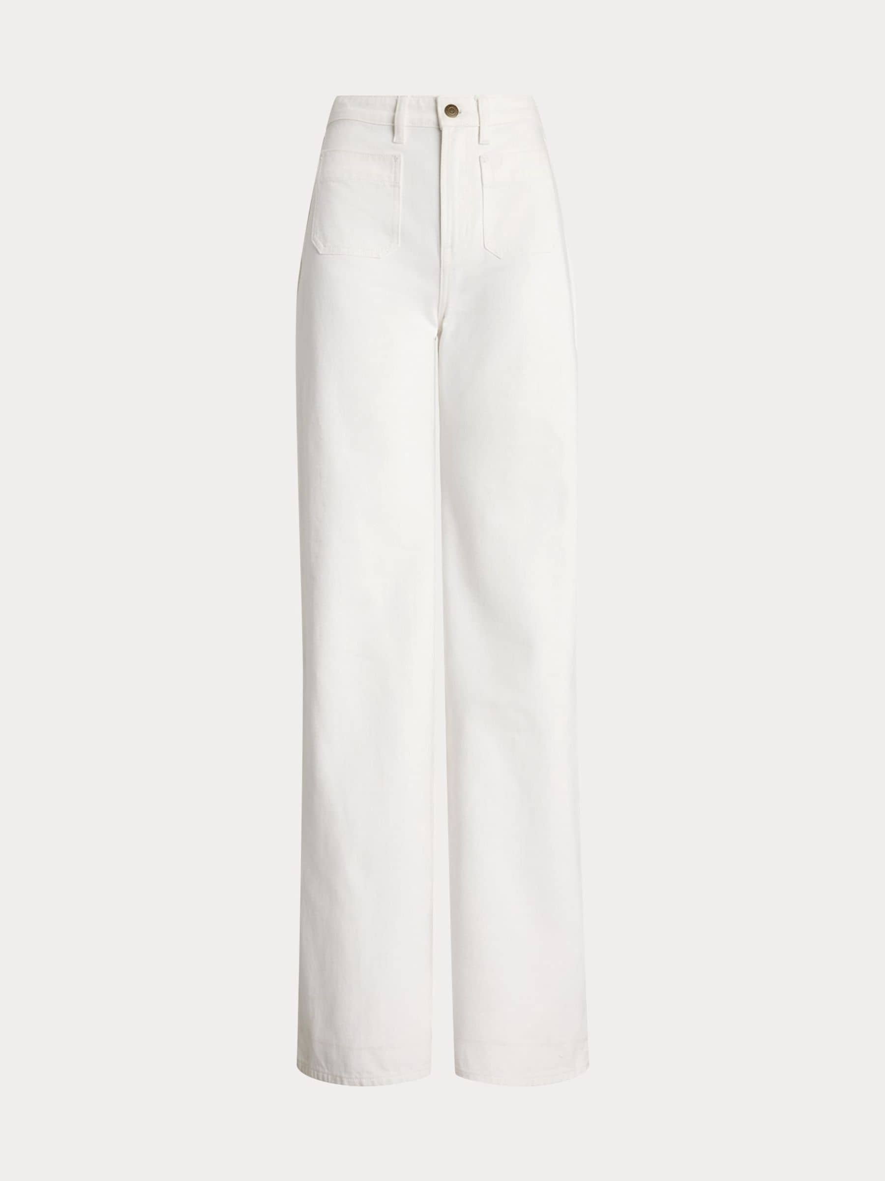 Buy Lauren Ralph Lauren High Waisted 100 Cotton Wide Leg White Jeans from Next Luxembourg