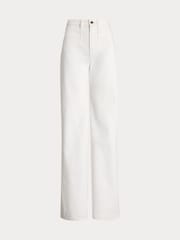 Lauren Ralph Lauren High Waisted 100% Cotton Wide Leg White Jeans - Image 7 of 7