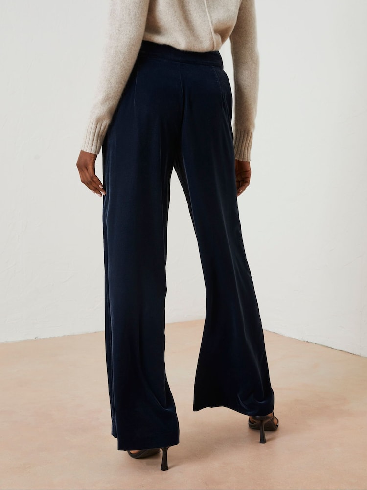 FatFace Blue Wide Leg Velvet Trousers - Image 2 of 5
