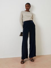 FatFace Blue Wide Leg Velvet Trousers - Image 3 of 5