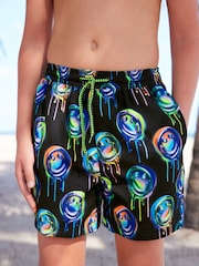 Black Graffiti Printed Swim Shorts (3-16yrs) - Image 2 of 6