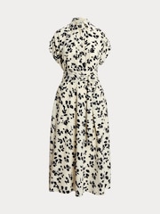 Lauren Ralph Lauren Cream 100% Cotton Fratillo Leaf Print Belted Crepe Dress - Image 5 of 5