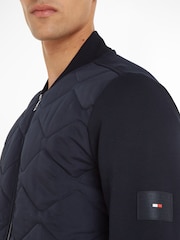 Tommy Hilfiger Blue Mix Media Bomber Jacket - Image 2 of 4