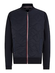Tommy Hilfiger Blue Mix Media Bomber Jacket - Image 3 of 4