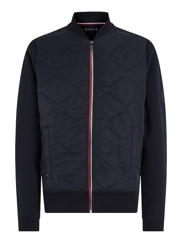 Tommy Hilfiger Blue Mix Media Bomber Jacket - Image 3 of 4