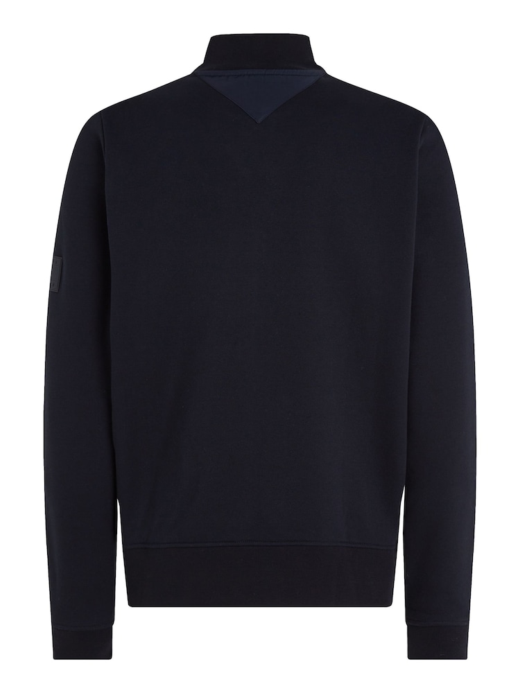 Tommy Hilfiger Blue Mix Media Bomber Jacket - Image 4 of 4