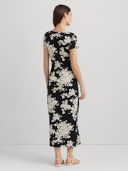 Lauren Ralph Lauren Syporah Floral Jersey Twist Front Midi Black Dress - Image 2 of 5