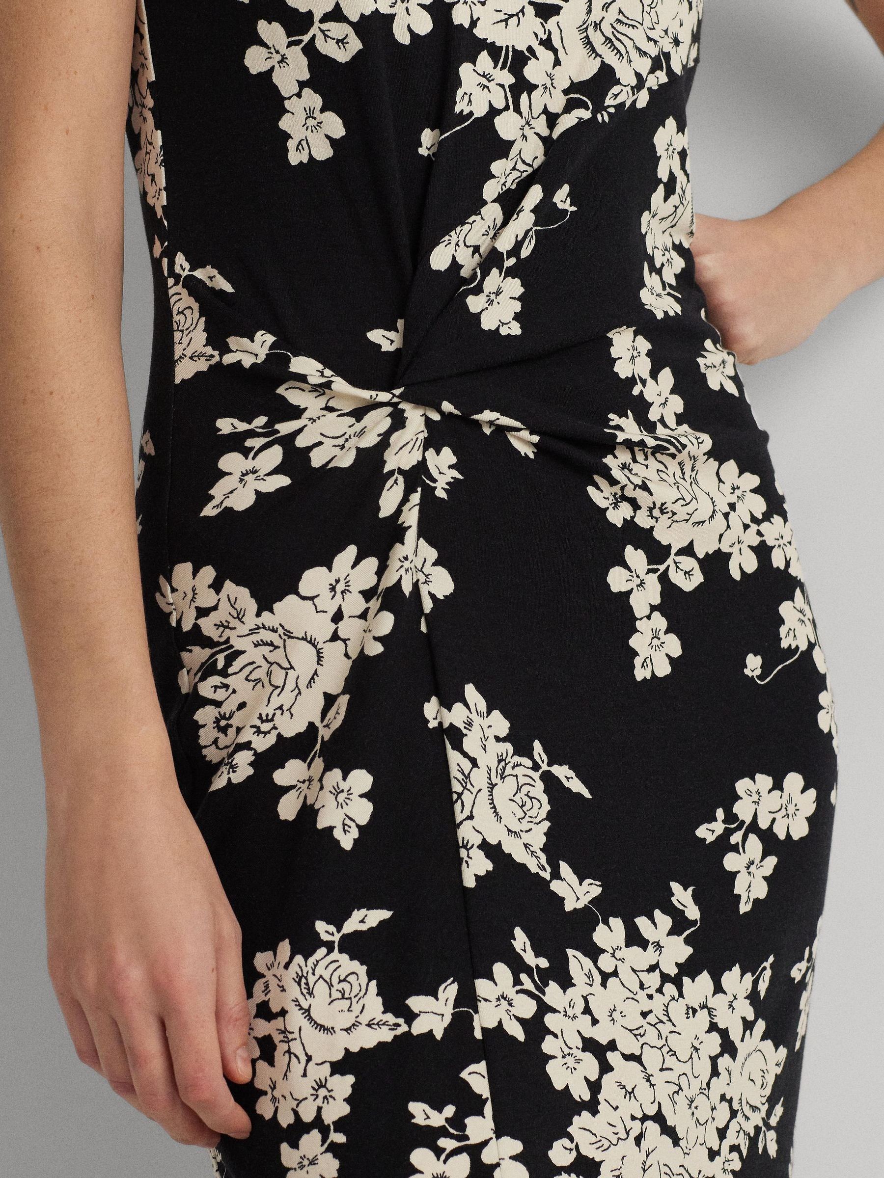 Buy Lauren Ralph Lauren Syporah Floral Jersey Twist Front Midi Black Dress from Next Luxembourg