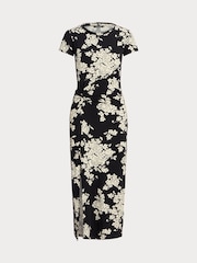 Lauren Ralph Lauren Syporah Floral Jersey Twist Front Midi Black Dress - Image 5 of 5