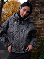Slate Grey Short Quilted Jacket - Image 3 of 9