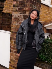 Slate Grey Short Quilted Jacket - Image 4 of 9