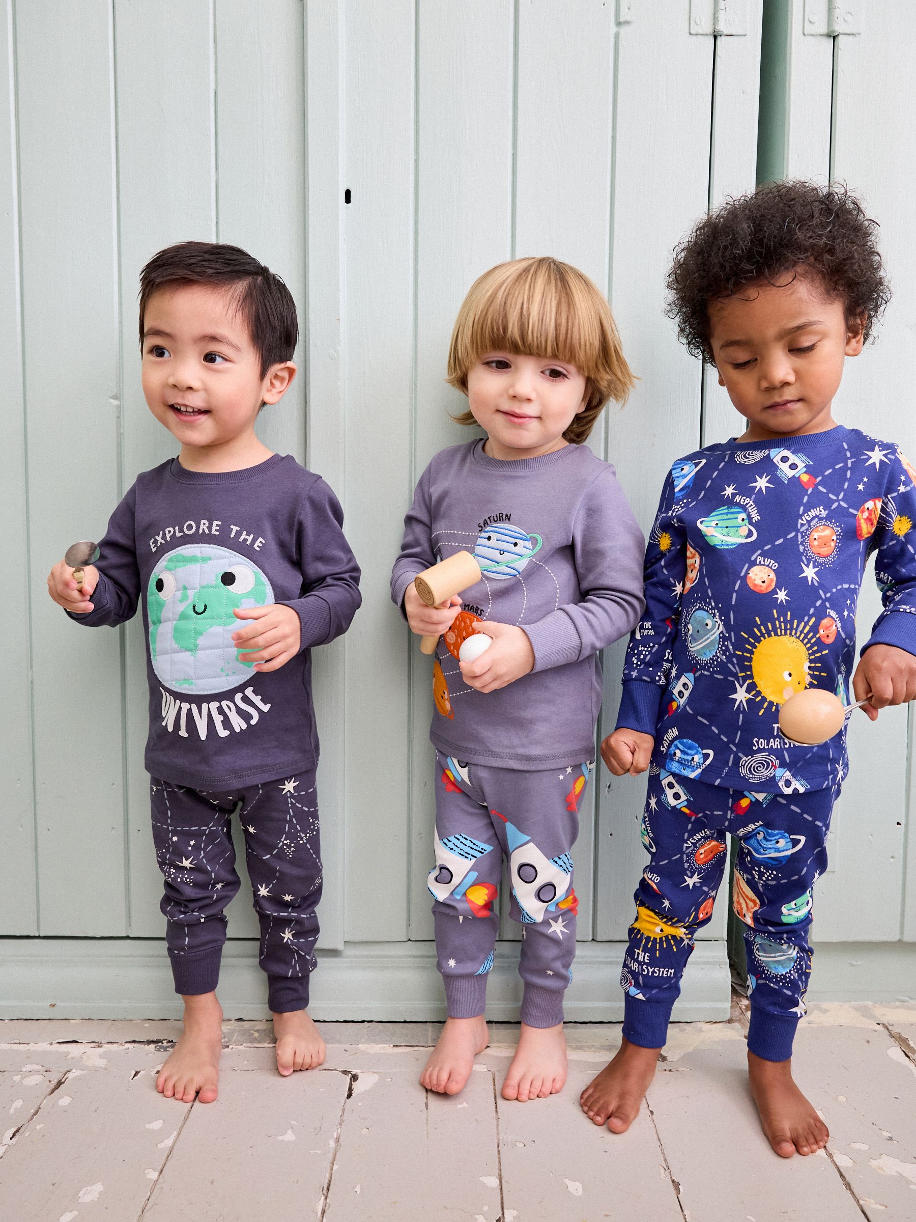 Buy Navy Grey Space Snuggle Pyjamas 3 Pack 9mths 8yrs from Next Luxembourg