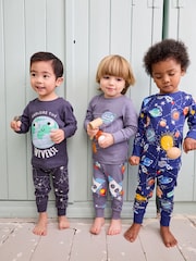 Mornariška/siva prostor - Snuggle 100% bombažna pižama 3 komplet (9mths-8yrs) - Slika 1 iz 10