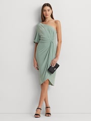 Lauren Ralph Lauren  Green Mariyow Jersey Tie Waist Balloon Sleeve Dress - Image 1 of 8