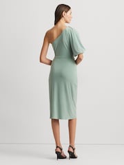 Lauren Ralph Lauren  Green Mariyow Jersey Tie Waist Balloon Sleeve Dress - Image 2 of 8