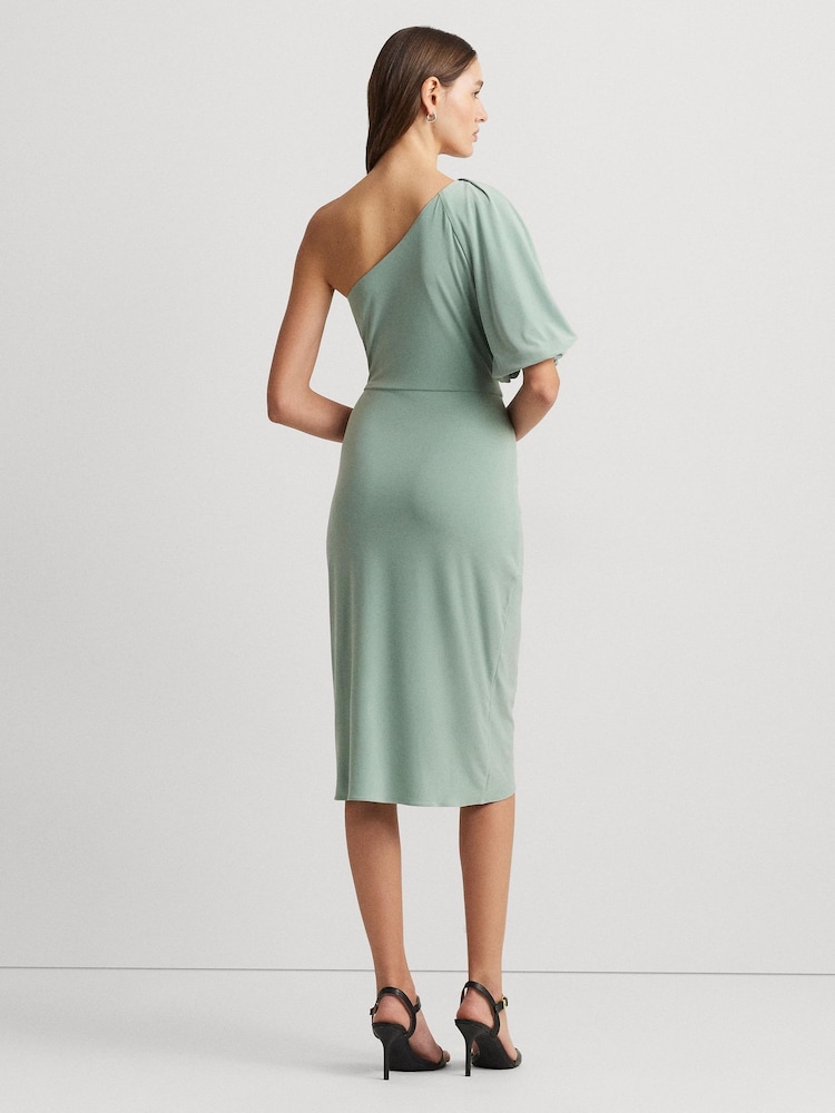 Lauren Ralph Lauren  Green Mariyow Jersey Tie Waist Balloon Sleeve Dress - Image 2 of 8