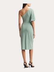Lauren Ralph Lauren  Green Mariyow Jersey Tie Waist Balloon Sleeve Dress - Image 4 of 8