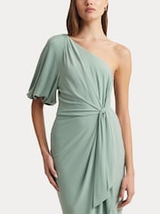 Lauren Ralph Lauren  Green Mariyow Jersey Tie Waist Balloon Sleeve Dress - Image 6 of 8