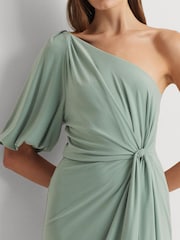 Lauren Ralph Lauren  Green Mariyow Jersey Tie Waist Balloon Sleeve Dress - Image 7 of 8