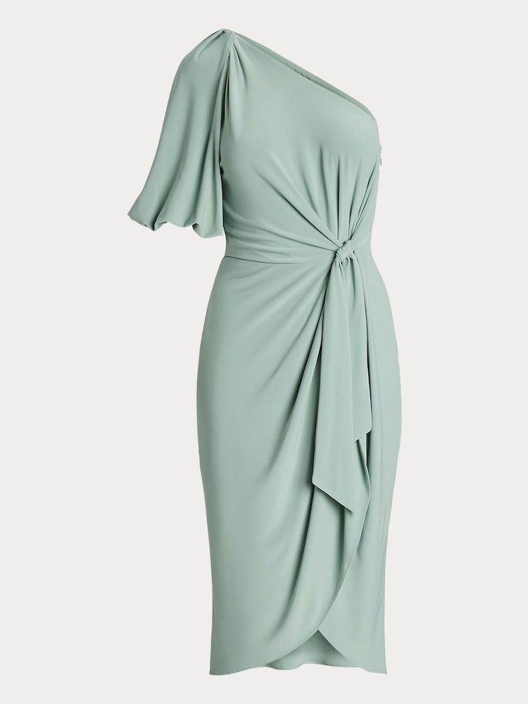 Lauren Ralph Lauren  Green Mariyow Jersey Tie Waist Balloon Sleeve Dress - Image 8 of 8
