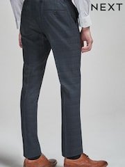Mornarsko modra karirasta - Slim - Kariraste elegantne hlače - Slika 1 iz 1