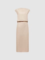 Reiss Nude Paloma Premium Linen Blend Open-Back Midi Dress - Image 2 of 7