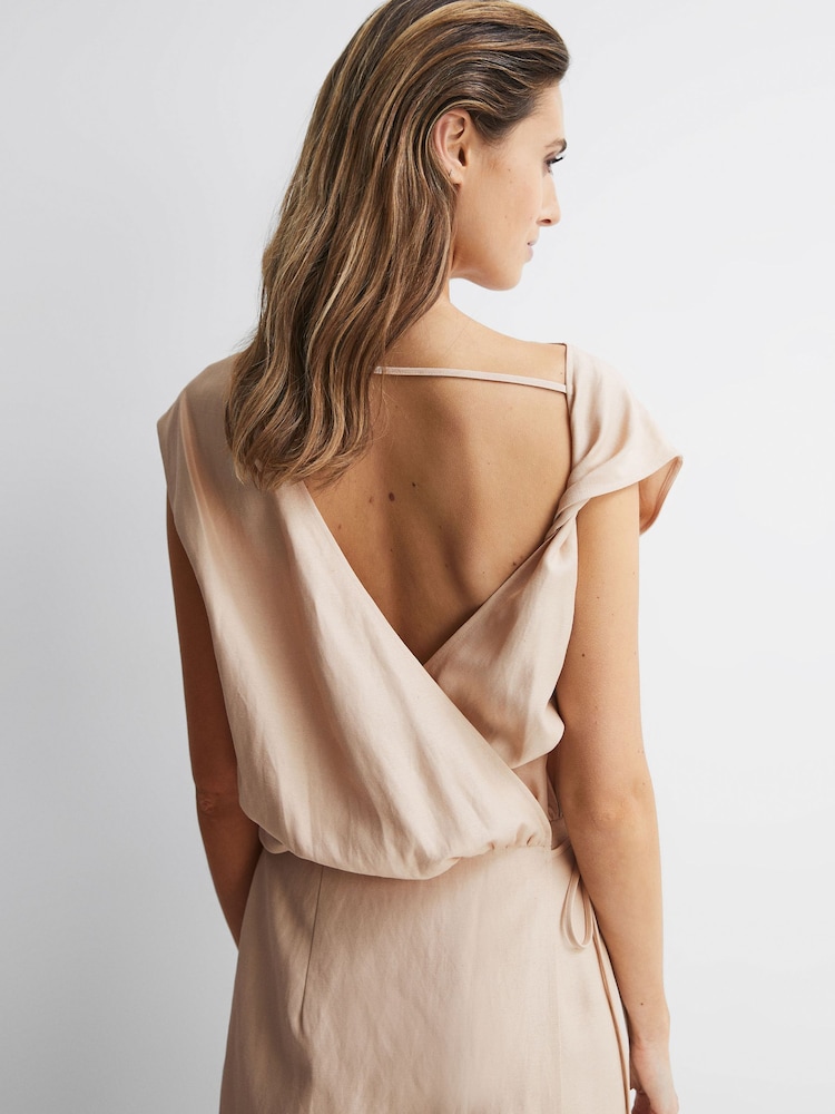 Nude - Reiss Paloma Premium Midikleid mit offenem Rücken aus einer Leinenmischung - Bild 7 von 7 Nude - Reiss Paloma Premium Midikleid mit offenem Rücken aus einer Leinenmischung - Bild 7 von 7