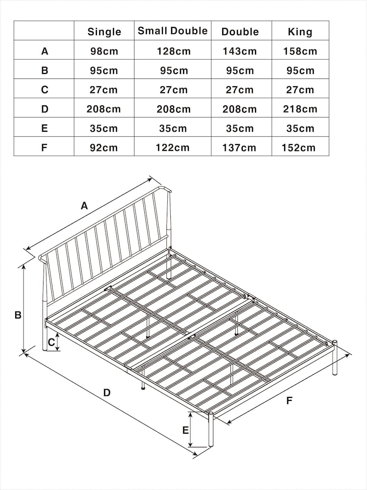 Natural Irvine Metal Without Footend Bed Frame - Image 4 of 4