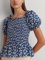 Lauren Ralph Lauren Floral Print Bierbrin Puff Sleeve Off-Shoulder Blouse - Image 4 of 8
