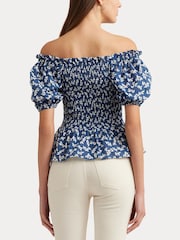 Lauren Ralph Lauren Floral Print Bierbrin Puff Sleeve Off-Shoulder Blouse - Image 5 of 8
