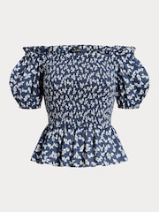 Lauren Ralph Lauren Floral Print Bierbrin Puff Sleeve Off-Shoulder Blouse - Image 8 of 8