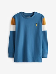 Ochre Yellow/Cream 100% Cotton Long Sleeve Colourblock T-Shirts 3 Pack (3-16yrs) - Image 3 of 6