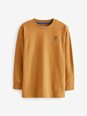 Ochre Yellow/Cream 100% Cotton Long Sleeve Colourblock T-Shirts 3 Pack (3-16yrs) - Image 4 of 6