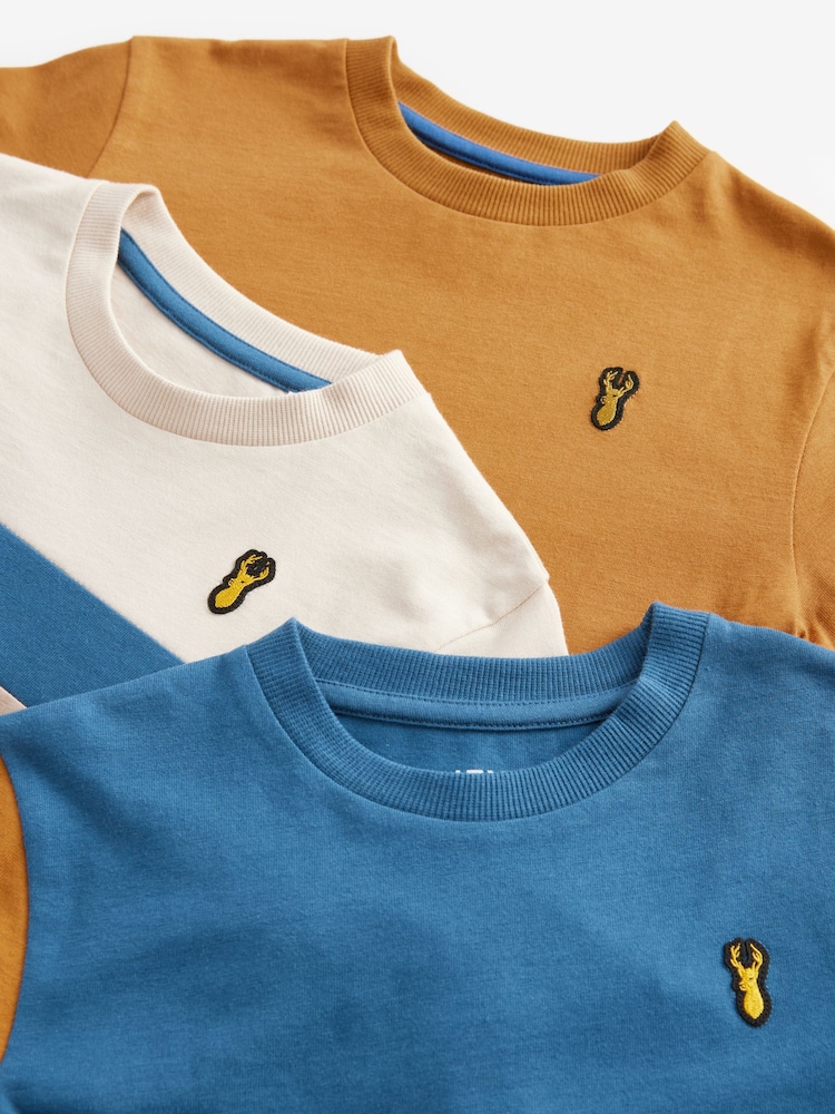Ochre Yellow/Cream 100% Cotton Long Sleeve Colourblock T-Shirts 3 Pack (3-16yrs) - Image 6 of 6 Ochre Yellow/Cream 100% Cotton Long Sleeve Colourblock T-Shirts 3 Pack (3-16yrs) - Image 6 of 6
