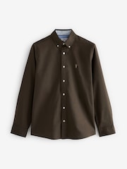 Dark Brown Slim Fit Long Sleeve Oxford Shirt - Image 6 of 8