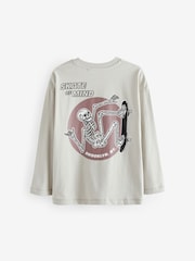 Purple/Stone/Black Skeleton Graphic Print Relaxed Fit Long Sleeve T-Shirts 3 Pack (3-16yrs) - Image 4 of 7