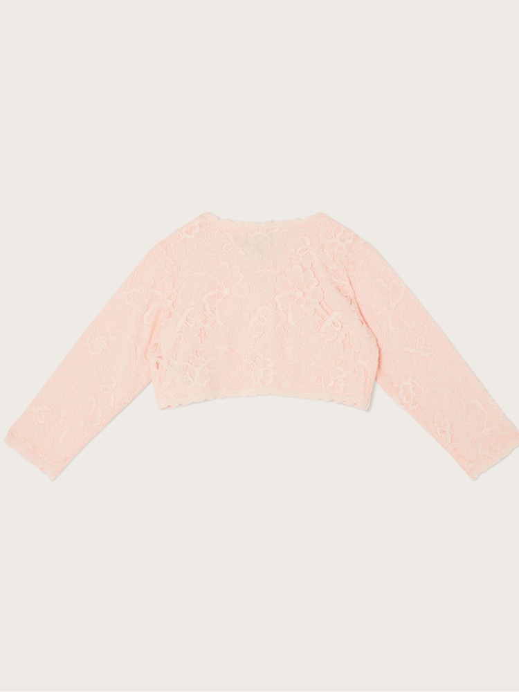 Monsoon Pink Baby Lace 100% Cotton Cardigan - Image 2 of 3