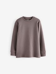 Grey/ Mauve/ Blue Textured Long Sleeve T-Shirts 3 Pack (3-16yrs) - Image 4 of 6