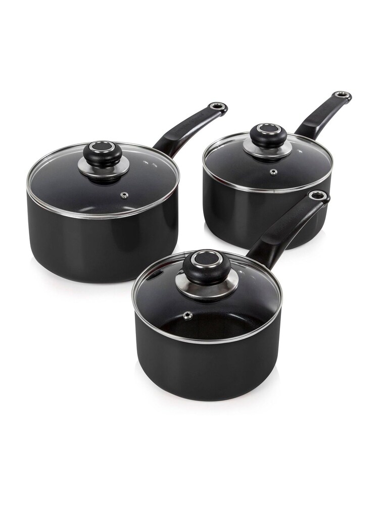 Morphy Richards 3 Piece Black Saucepan Set - Image 1 of 4