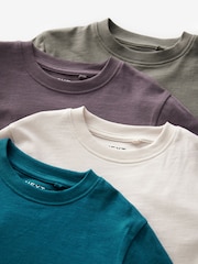 Purple/Blue/Cream/Stone Long Sleeve Cosy T-Shirts 4 Pack (3-16yrs) - Image 7 of 8