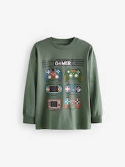Green/Blue Gaming Graphic Print Relaxed Fit Long Sleeve T-Shirts 3 Pack (3-16yrs) - Image 2 of 7