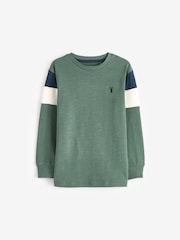 Green/Navy Blue Colourblock Long Sleeve T-Shirts 3 Pack (3-16yrs) - Image 2 of 6