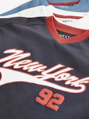 Red/Blue/White Varsity Graphic Long Sleeve T-Shirts 3 Pack (3-16yrs) - Image 6 of 6