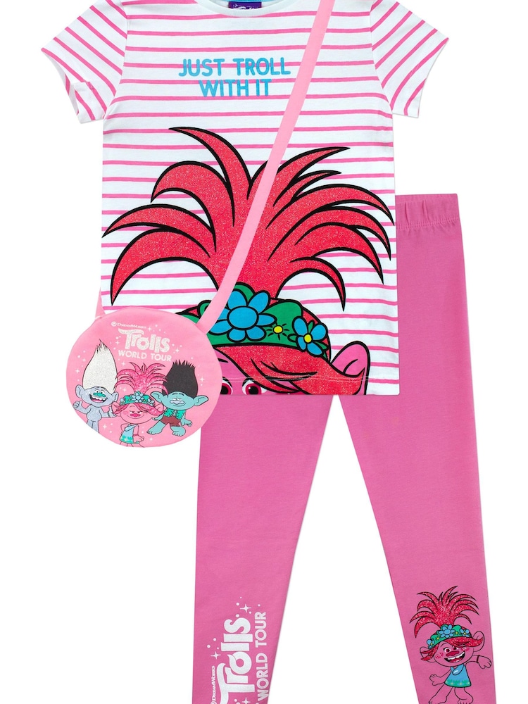 Character Grey Trolls 100% Cotton T-Shirt and Leggings Set - Image 1 of 5