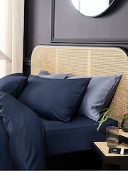 Navy Blue Collection Luxe 200 Thread Count 100% Egyptian Cotton Percale Luxury Duvet Cover And Pillowcase Set - Image 3 of 5