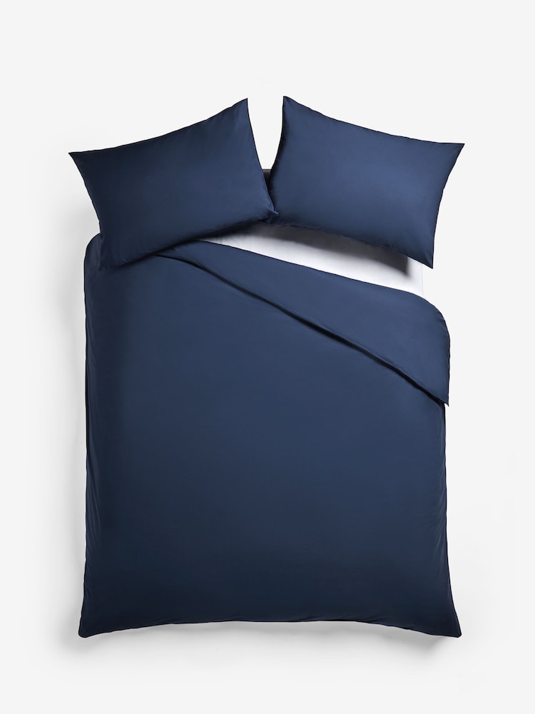 Navy Blue Collection Luxe 200 Thread Count 100% Egyptian Cotton Percale Luxury Duvet Cover And Pillowcase Set - Image 5 of 5