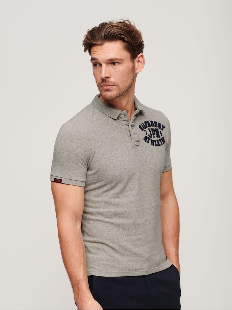 Grau - Superdry Vintage Athletic Poloshirt aus 100 % Baumwolle - Bild 1 von 6