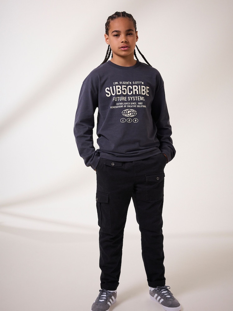 رمادي - حزمة من 2 تيشرت بأكمام طويلة من القطن 100% تشكيلة Subscribe (3–16 سنة) - صورة 2 من 8